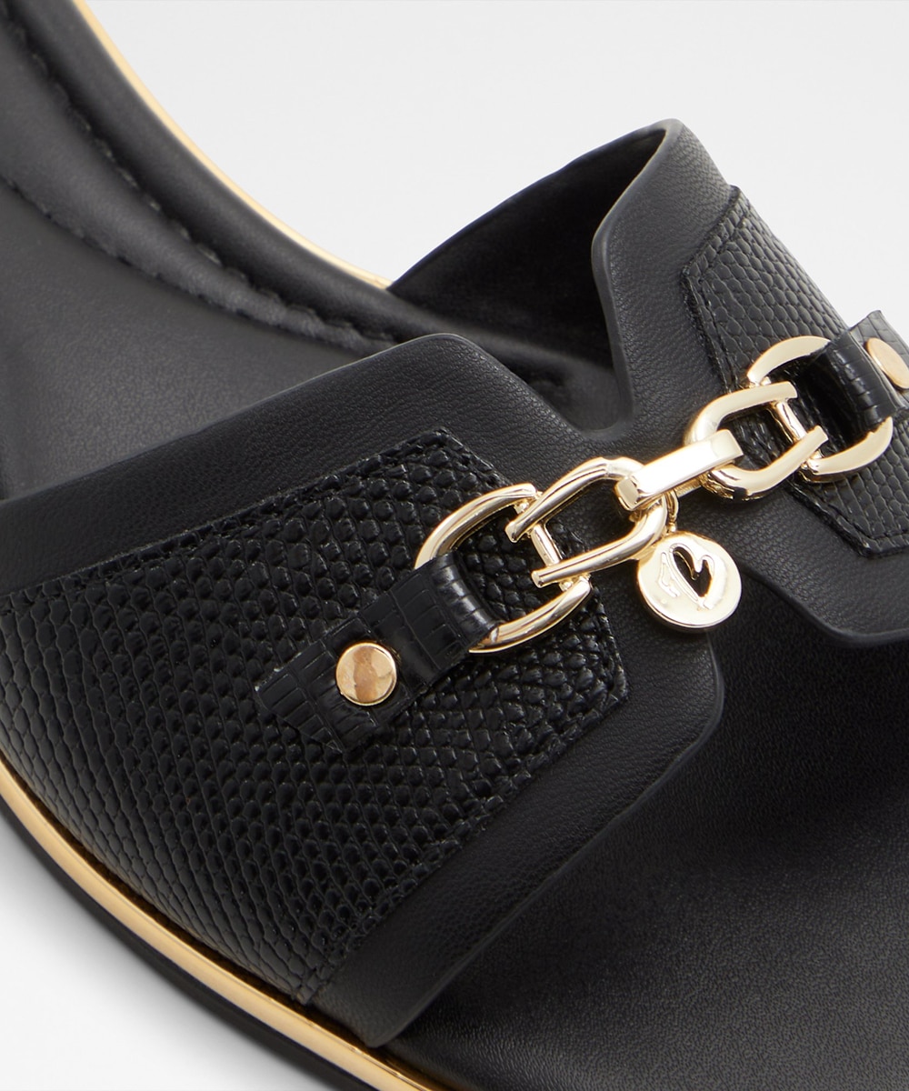 Sandalias planas de mujer con punta cuadrada - Aldo - Negro Negro-7