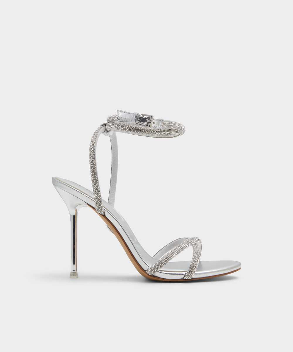 Sandalias de tacón de mujer con punta redonda - Aldo - Plata Plata-1