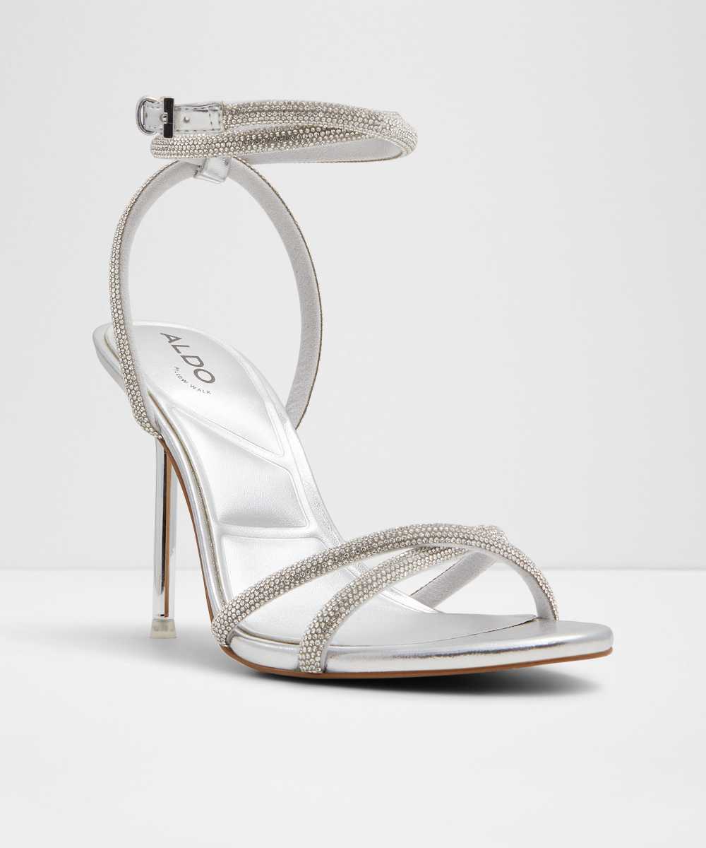 Sandalias de tacón de mujer con punta redonda - Aldo - Plata Plata-4