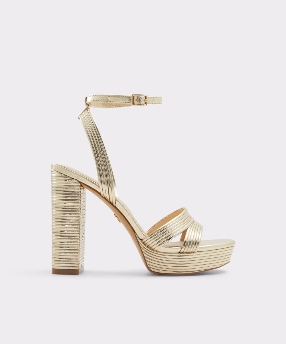 Sandalias de tacón de mujer con punta redonda - Aldo - Oro Oro-1
