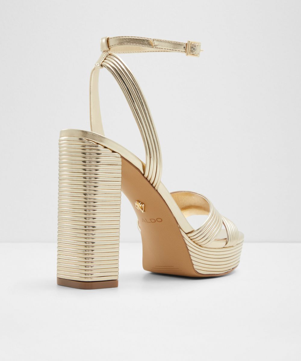 Sandalias de tacón de mujer con punta redonda - Aldo - Oro Oro-3