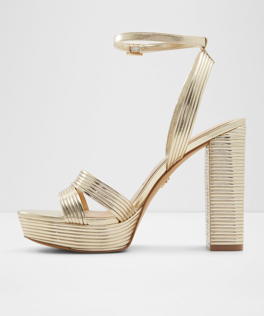 Sandalias de tacón de mujer con punta redonda - Aldo - Oro Oro-2