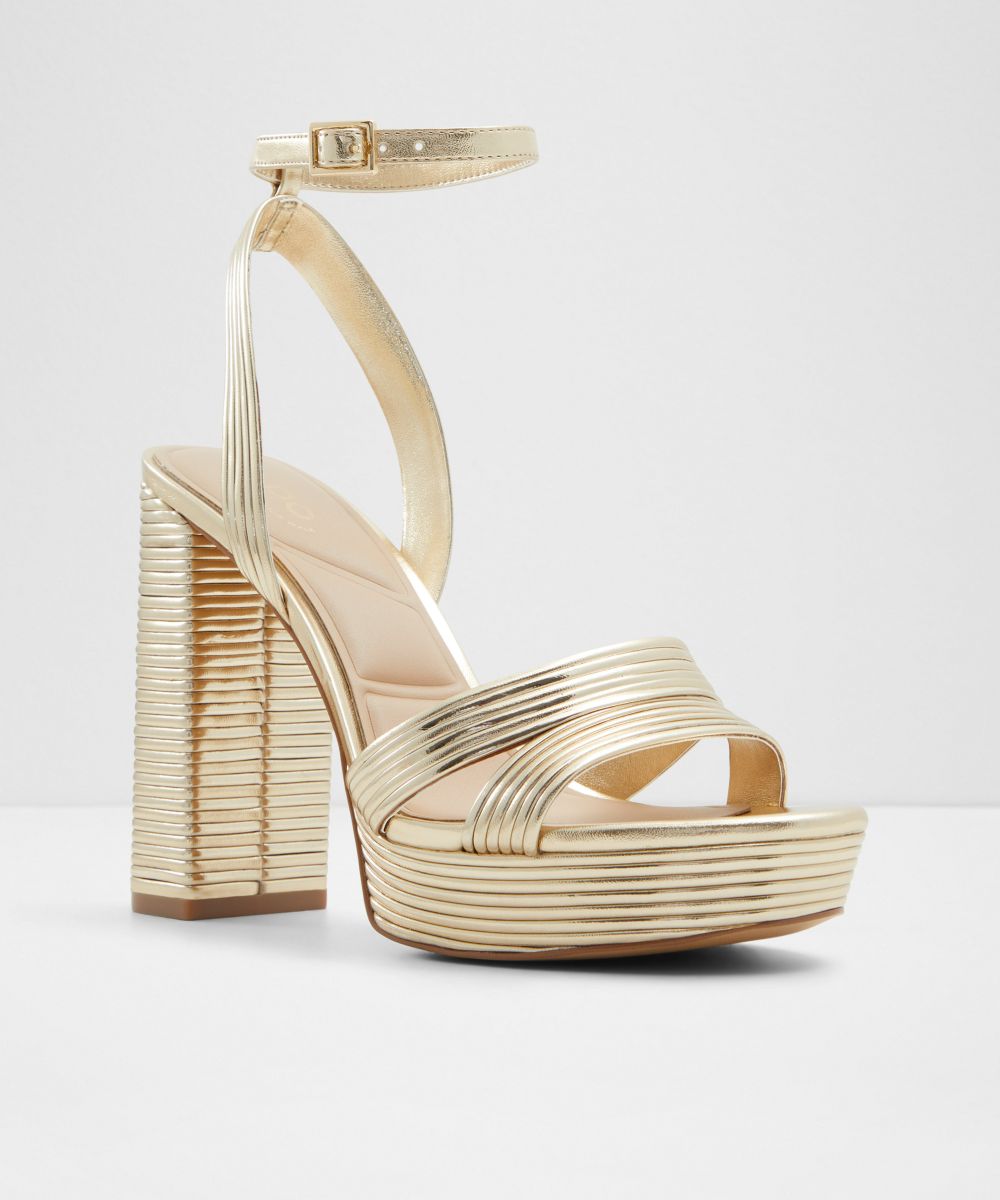 Sandalias de tacón de mujer con punta redonda - Aldo - Oro Oro-4