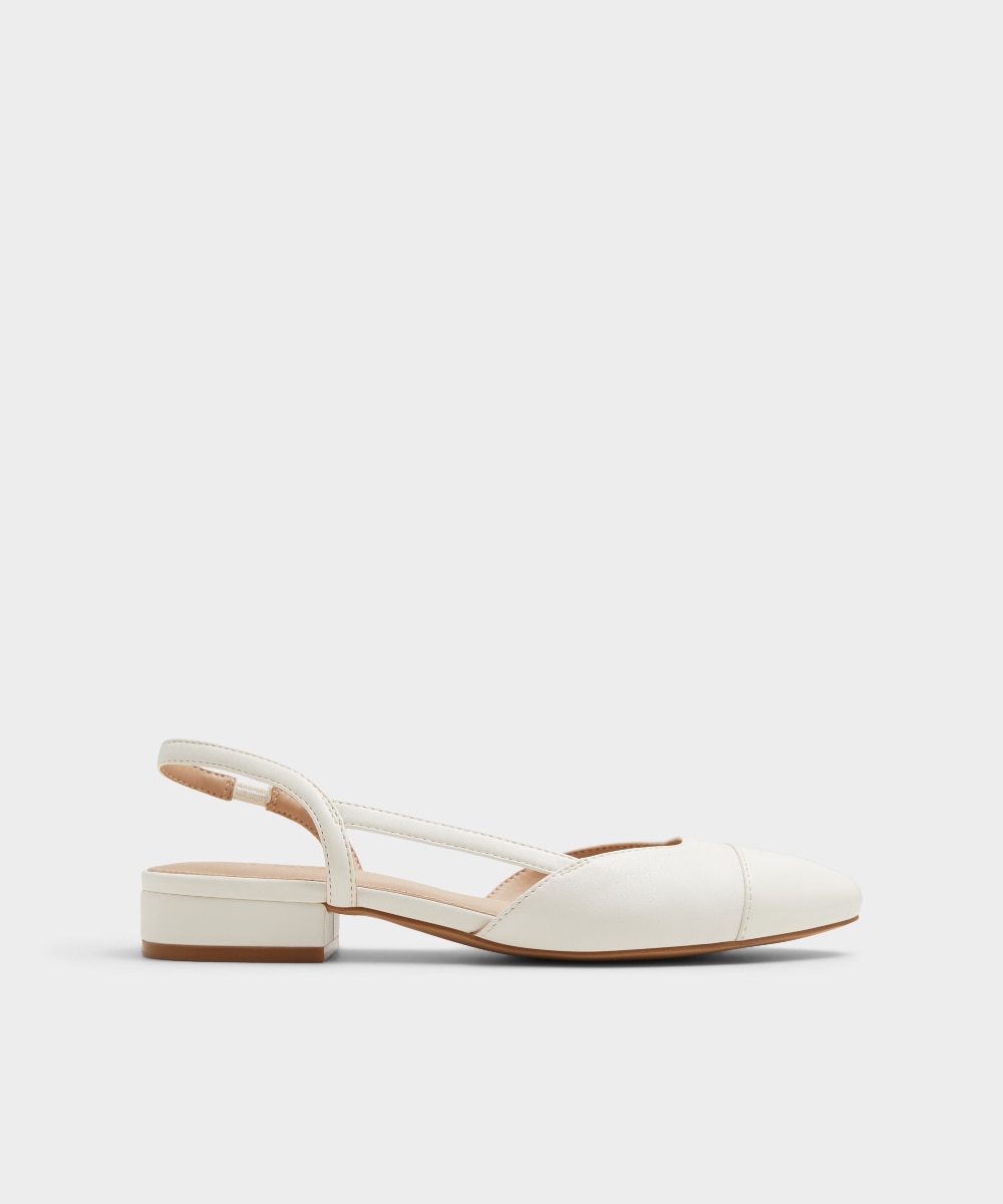 Zapatos de salón de mujer con punta redonda - Blanco Blanco-1