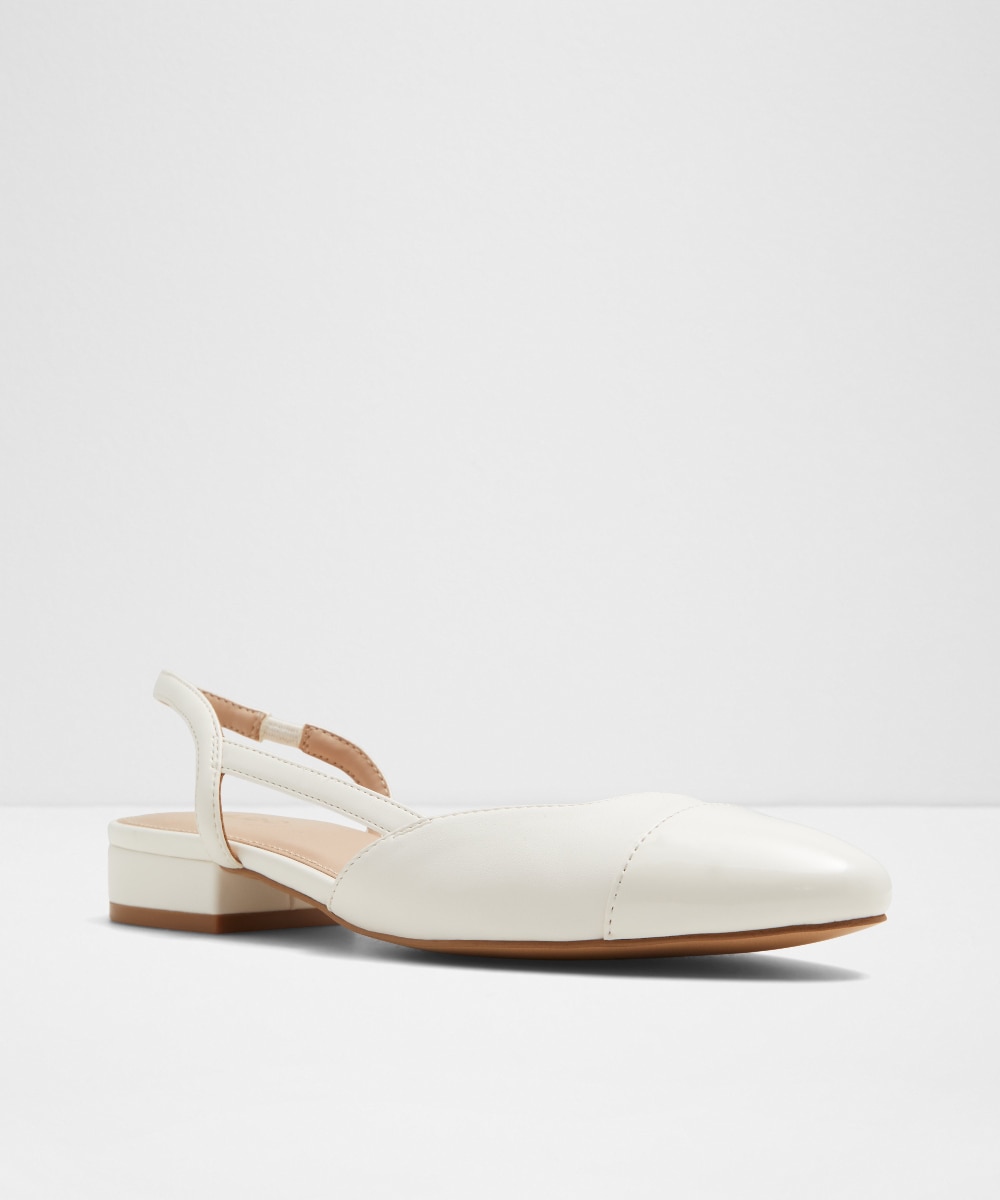 Zapatos de salón de mujer con punta redonda - Blanco Blanco-4