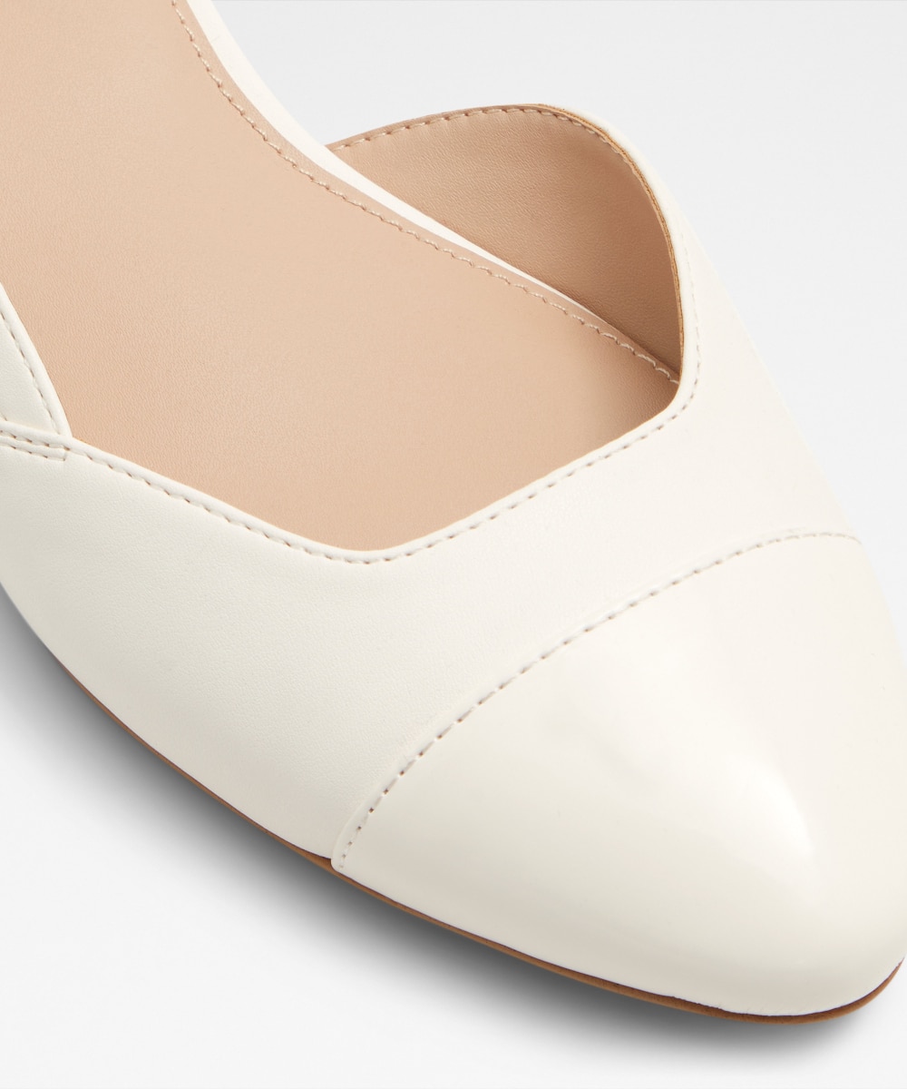 Zapatos de salón de mujer con punta redonda - Blanco Blanco-5