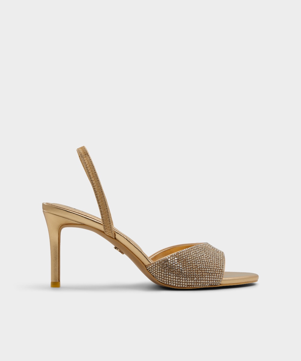 Sandalias de tacón de mujer con punta redonda - Aldo - Negro Oro-1