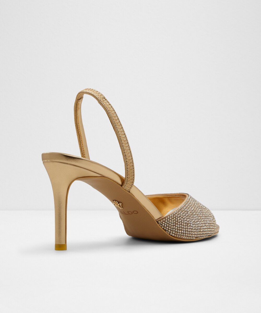 Sandalias de tacón de mujer con punta redonda - Aldo - Negro Oro-3