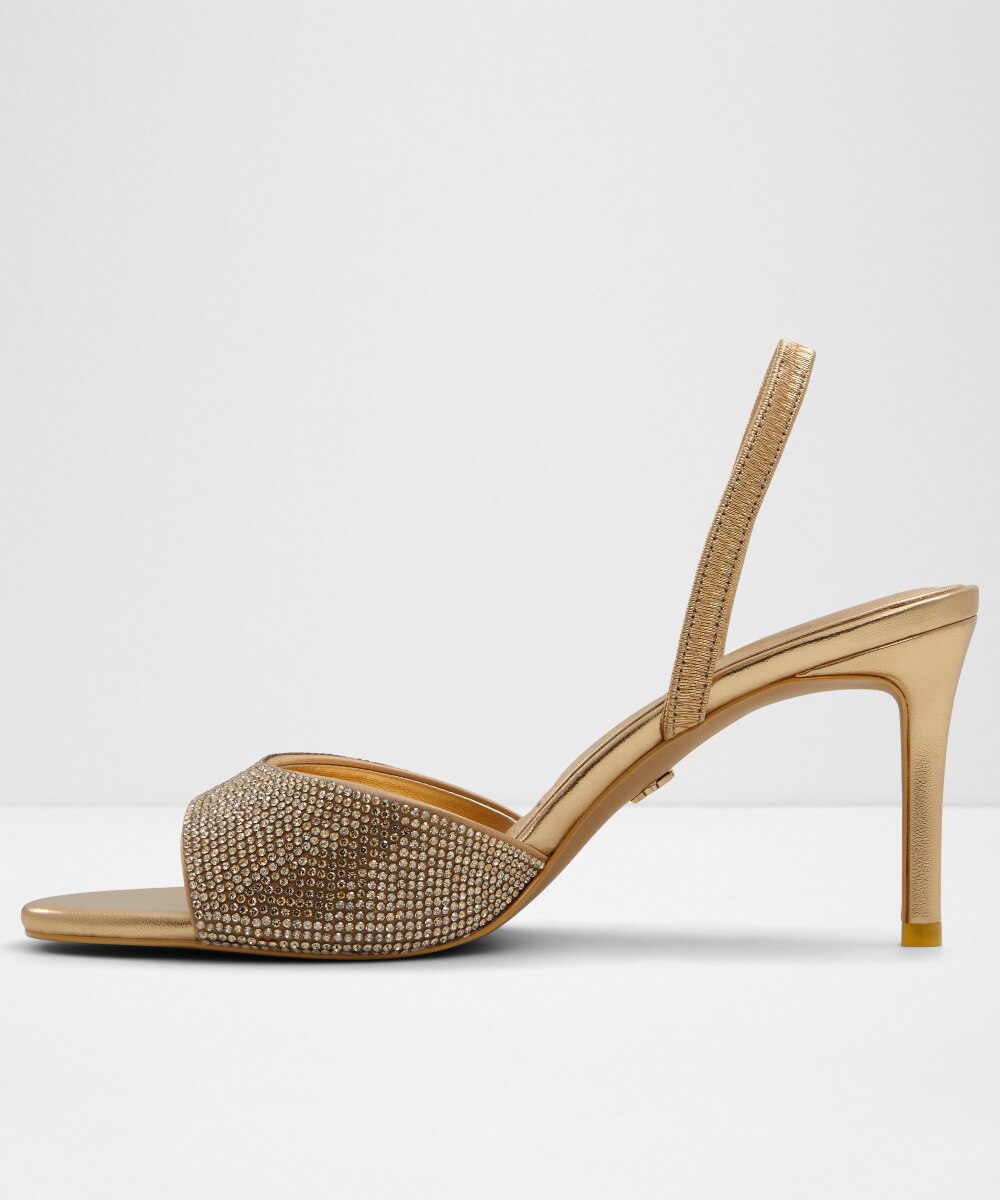 Sandalias de tacón de mujer con punta redonda - Aldo - Negro Oro-2