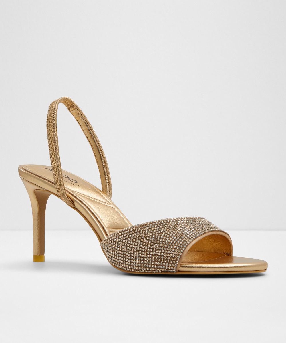 Sandalias de tacón de mujer con punta redonda - Aldo - Negro Oro-4