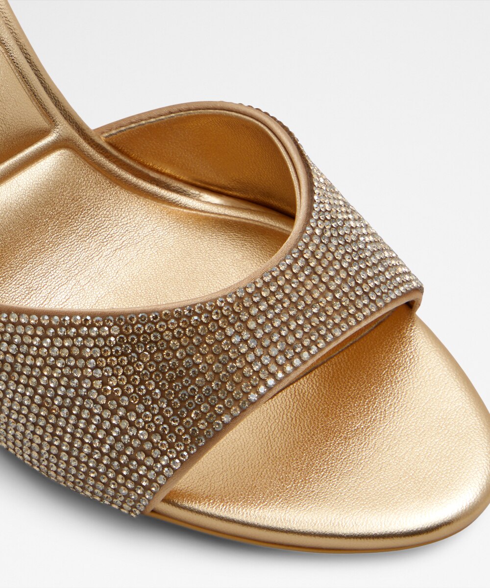 Sandalias de tacón de mujer con punta redonda - Aldo - Negro Oro-5