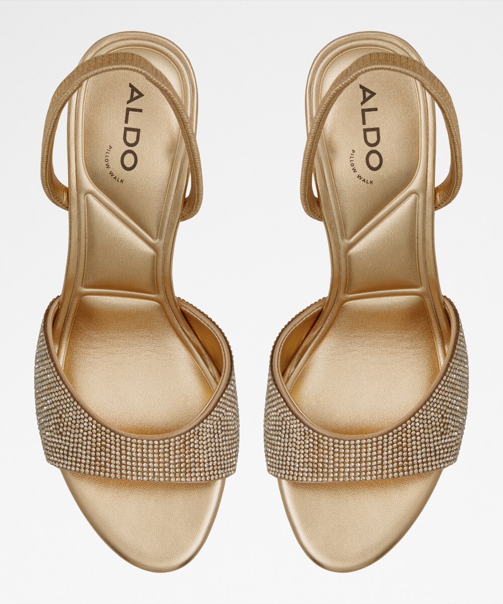 Sandalias de tacón de mujer con punta redonda - Aldo - Negro Oro-6
