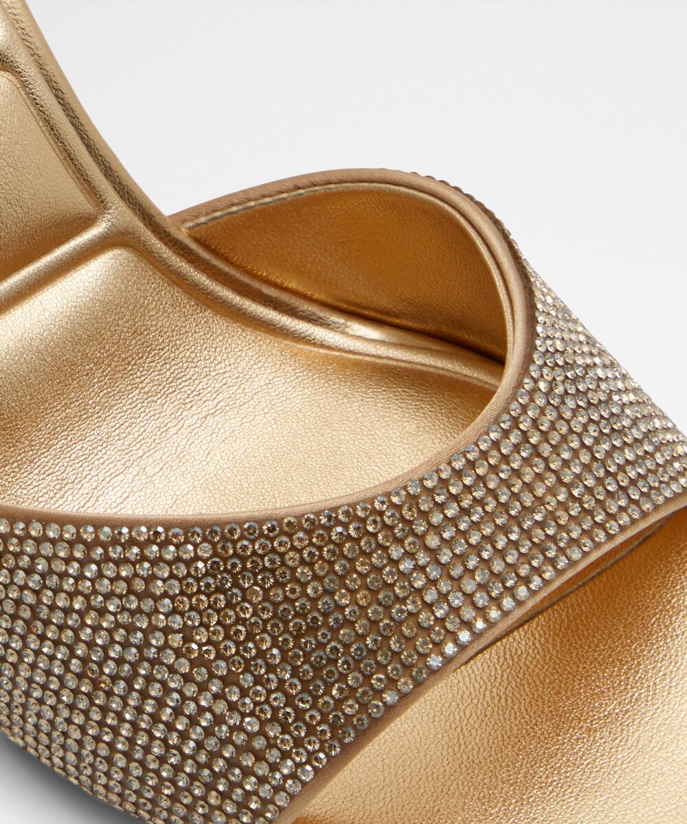 Sandalias de tacón de mujer con punta redonda - Aldo - Negro Oro-7