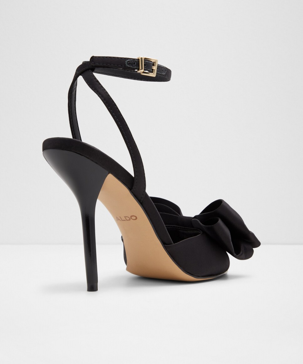 Heeled Sandalia Negra Tiras Finas Sandalias Tacón Aldo Estela