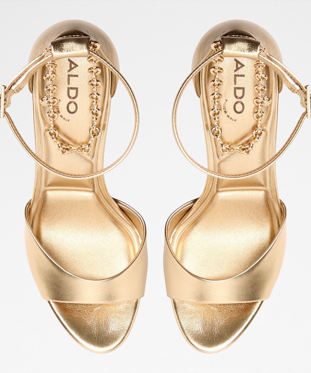 Sandalias de tacón de mujer con punta redonda - Aldo - Oro Oro-3