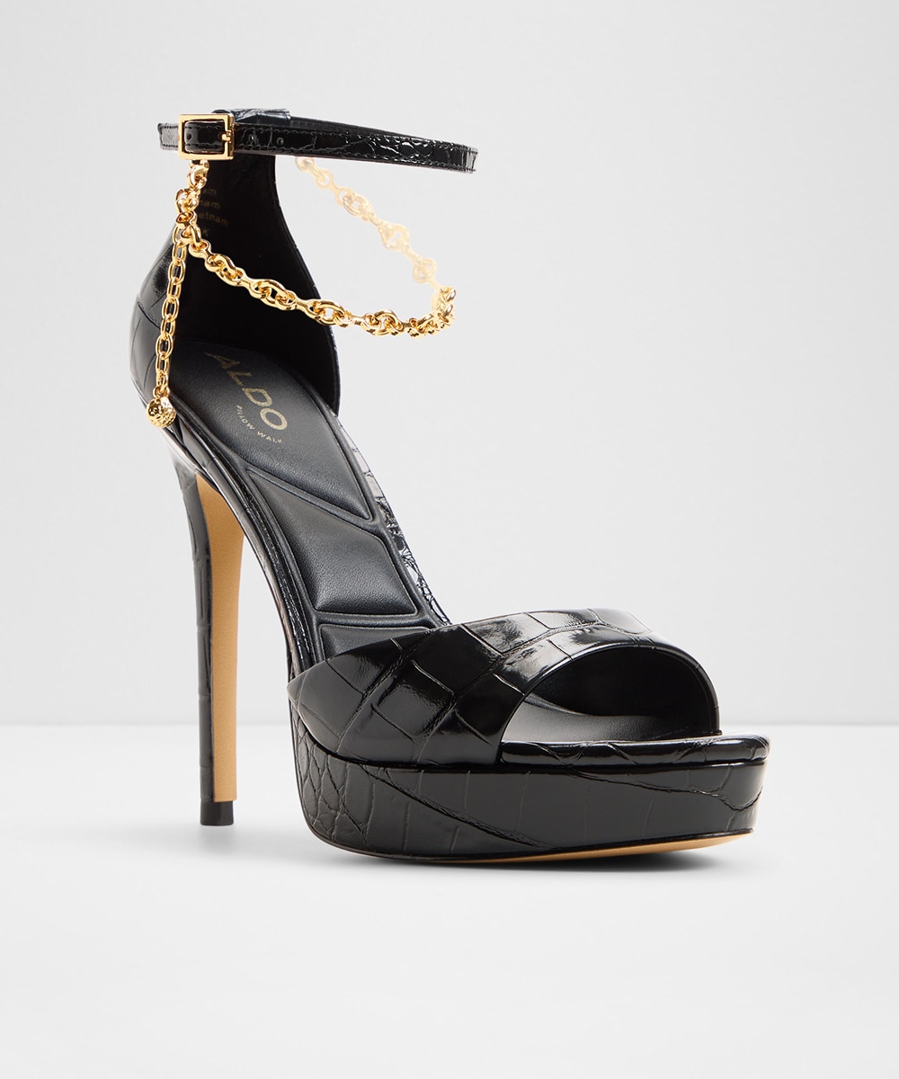Sandalias de tacón de mujer con punta redonda - Aldo - Negro Negro-5