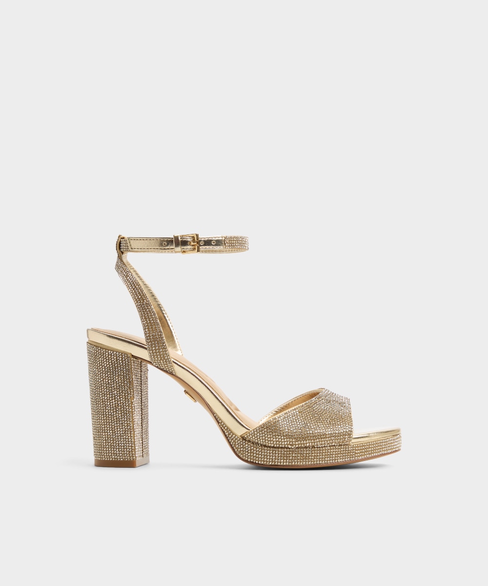 Sandalias de tacón de mujer con punta redonda - Aldo - Oro Oro-1