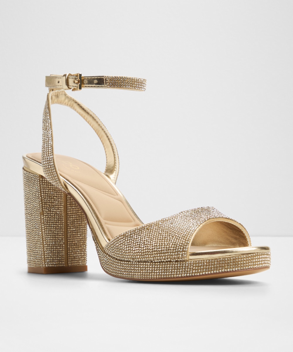 Sandalias de tacón de mujer con punta redonda - Aldo - Oro Oro-4
