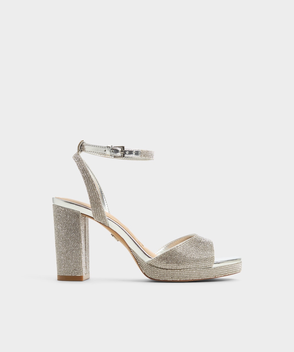 Sandalias de tacón de mujer con punta redonda - Aldo - Plata metalizada Plata metalizada-1