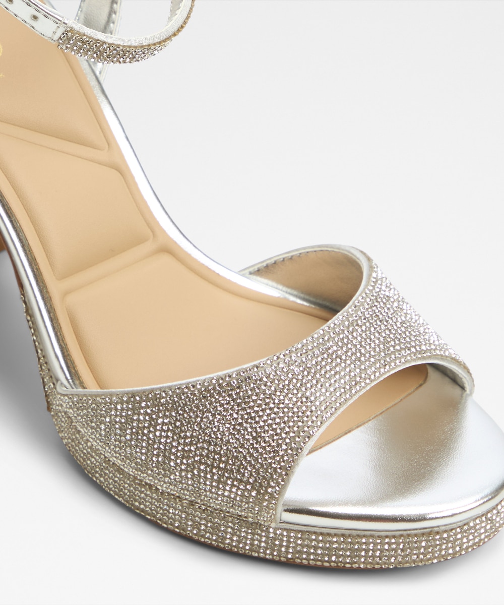 Sandalias de tacón de mujer con punta redonda - Aldo - Plata metalizada Plata metalizada-5
