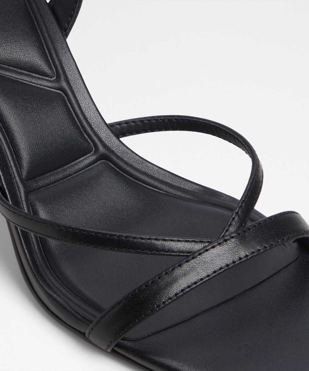Sandalias de tacón de mujer con punta cuadrada - Negro Negro-7