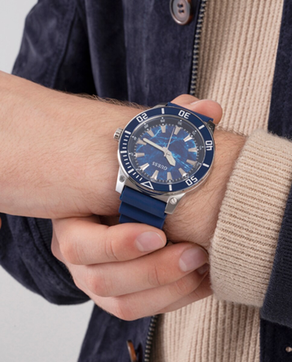 Orologio Guess Uomo GW0420G1: Quadrante Blu Analogico Con Calendario | Eleganza Sportiva E Cinturino In Acciaio - 3