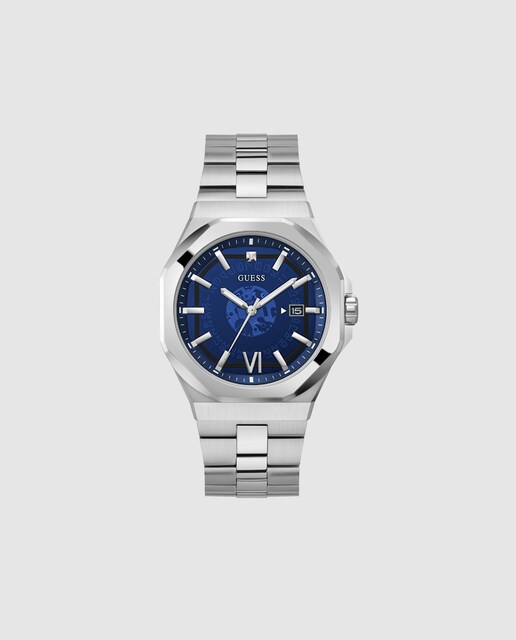 Orologio Uomo Guess EMPEROR GW0573G1 - Quadrante Analogico Argento, Bracciale In Acciaio, Vetro Minerale, Movimento Al Quarzo