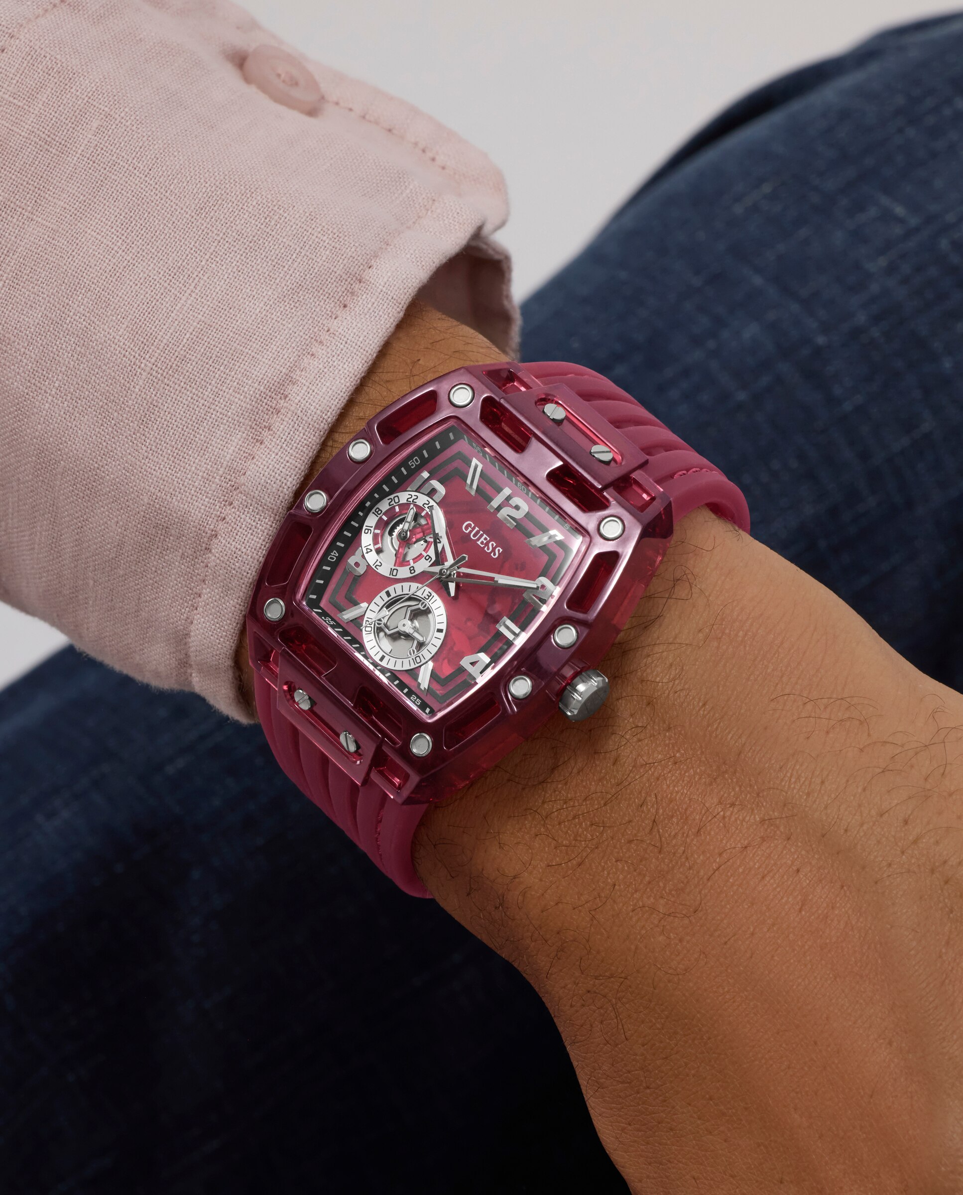 Reloj de hombre phoenix gw0499g12 de silicona y correa roja - Guess - Rojo Rojo-5