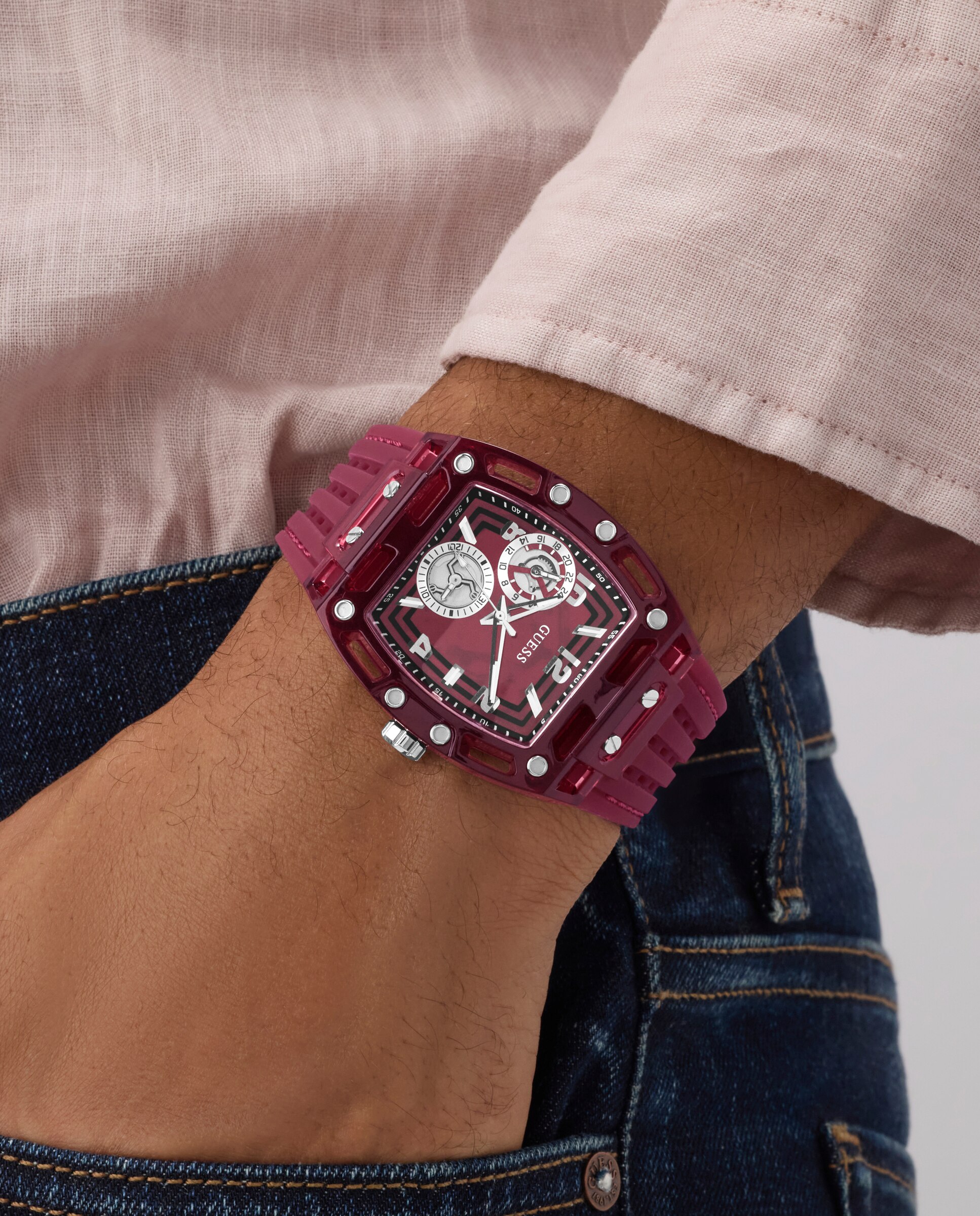 Reloj de hombre phoenix gw0499g12 de silicona y correa roja - Guess - Rojo Rojo-6