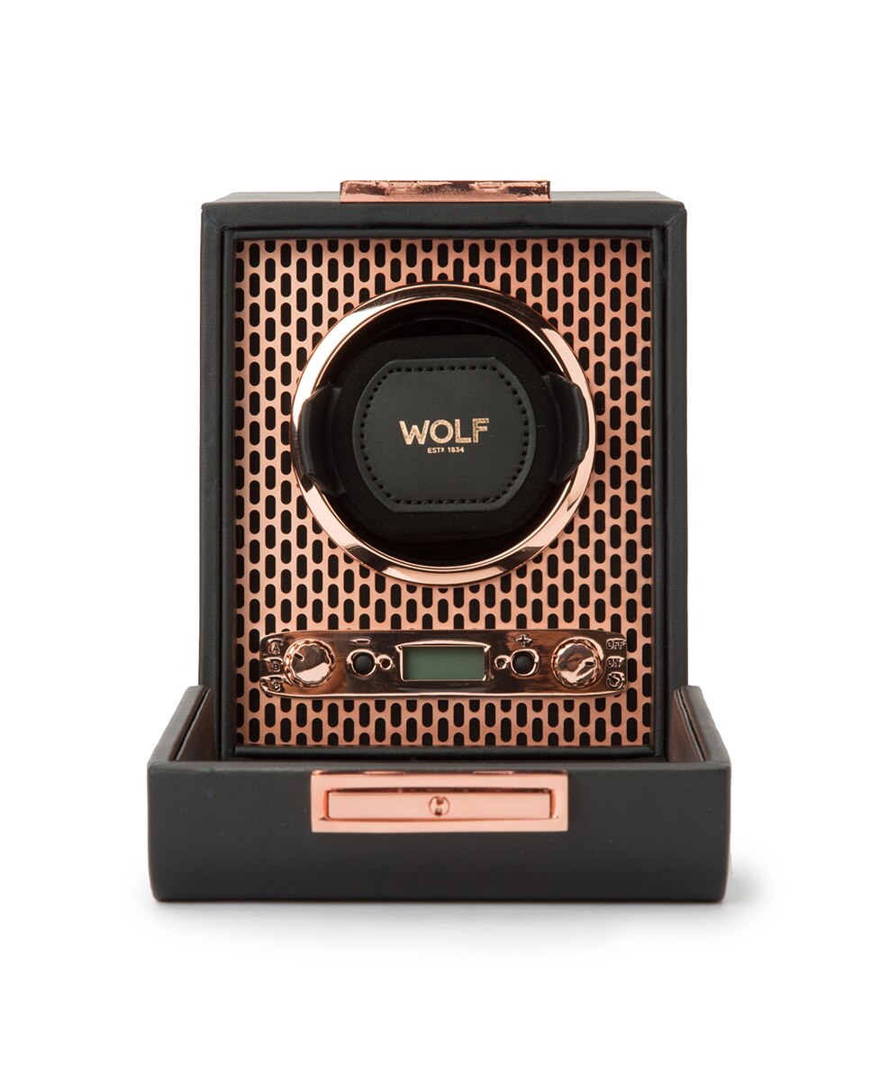 Relojero Axis rotor con joyero de piel en color con programación - Wolf - Negro Negro-4