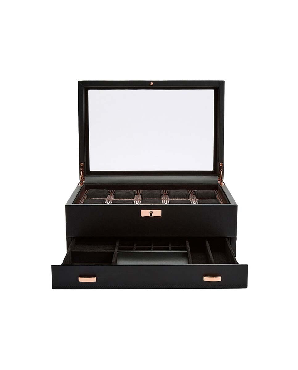 Caja para relojes axis de 10 piezas con cajón - Wolf - Negro Negro-2
