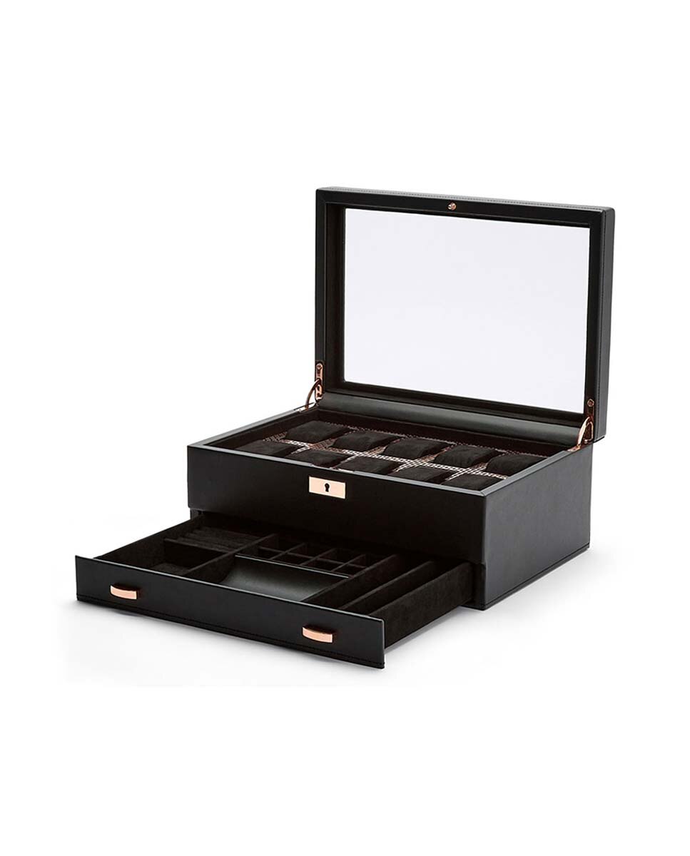 Caja para relojes axis de 10 piezas con cajón - Wolf - Negro Negro-4