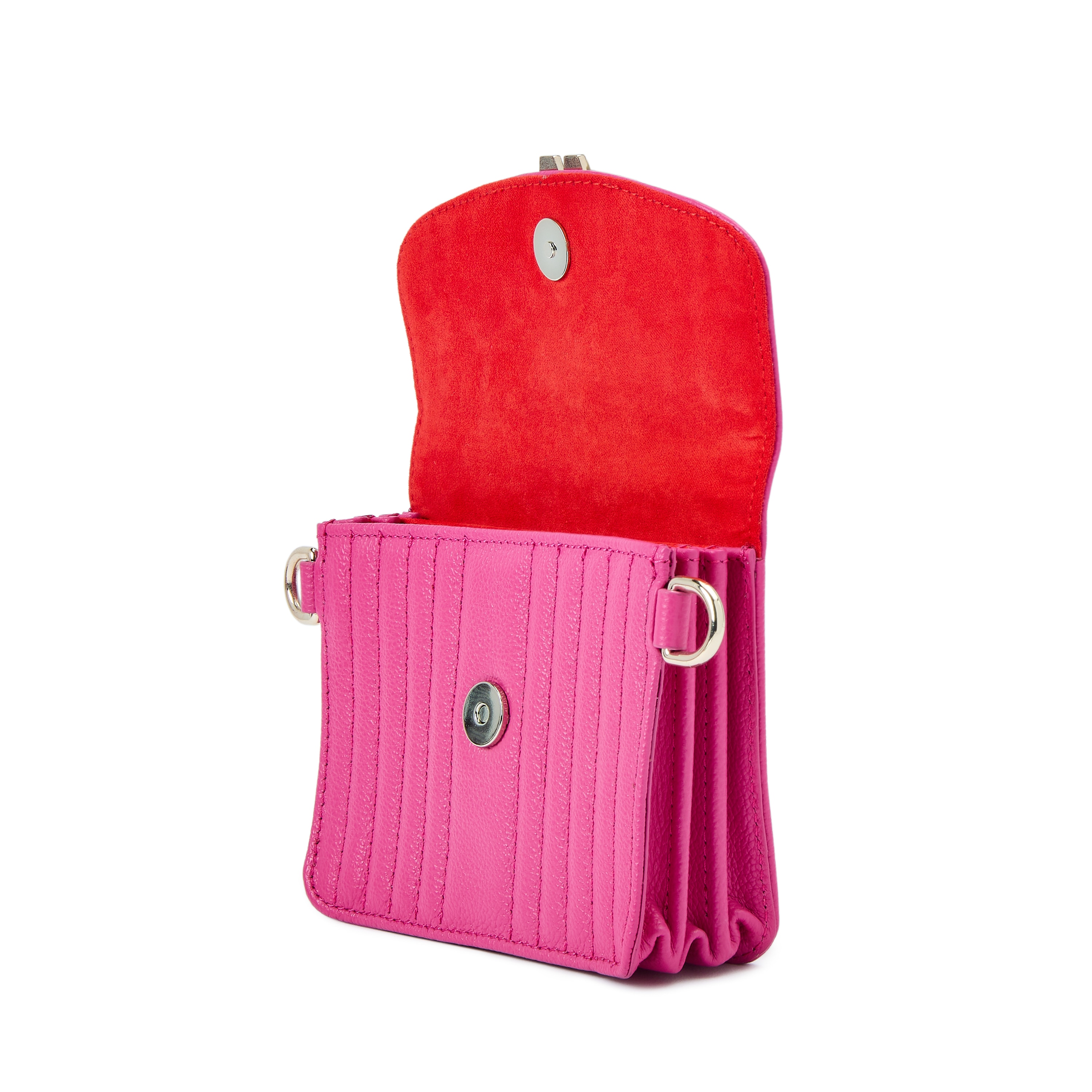 Bolso de hombro Mimi de cuero cruzada pequeña de color - Wolf - Rosa Rosa-6