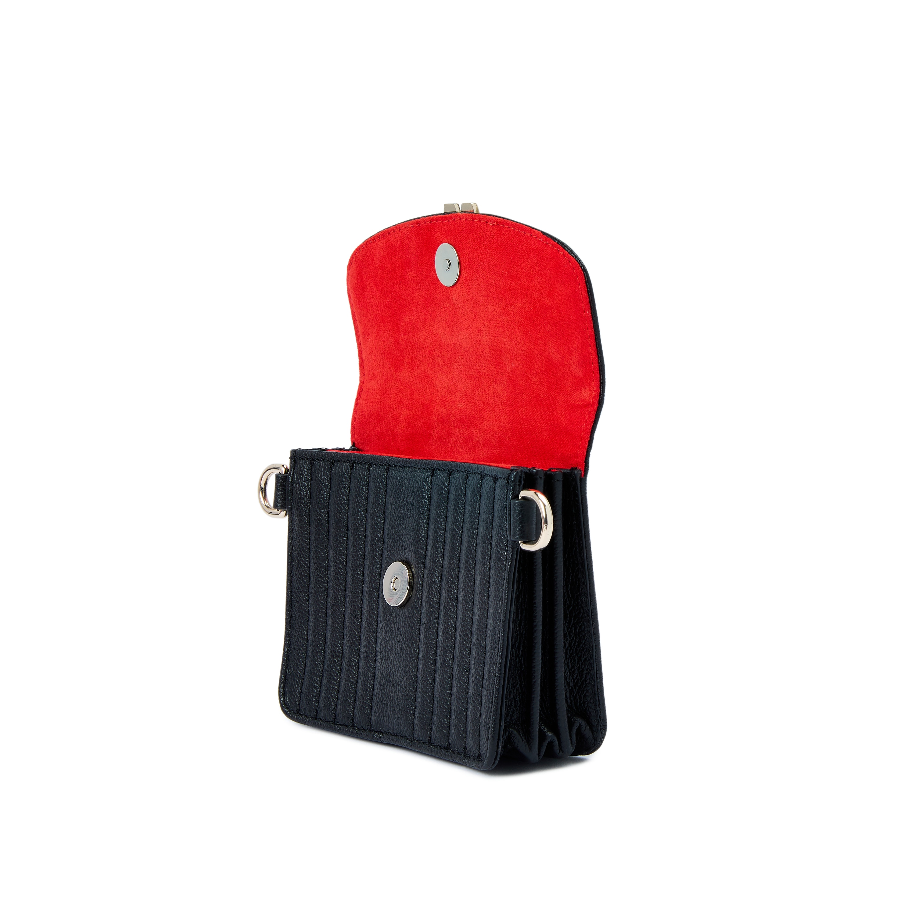 Bolso de hombro Mimi de cuero cruzada pequeña de color - Wolf - Negro Negro-6
