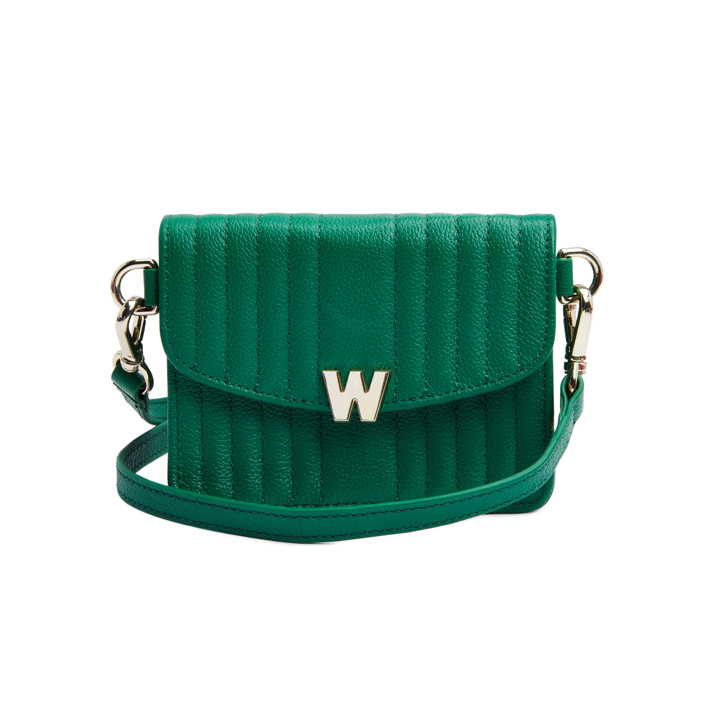 Imagen 0 de Bolso de hombro Mimi de cuero cruzada pequeña de color verde Verde