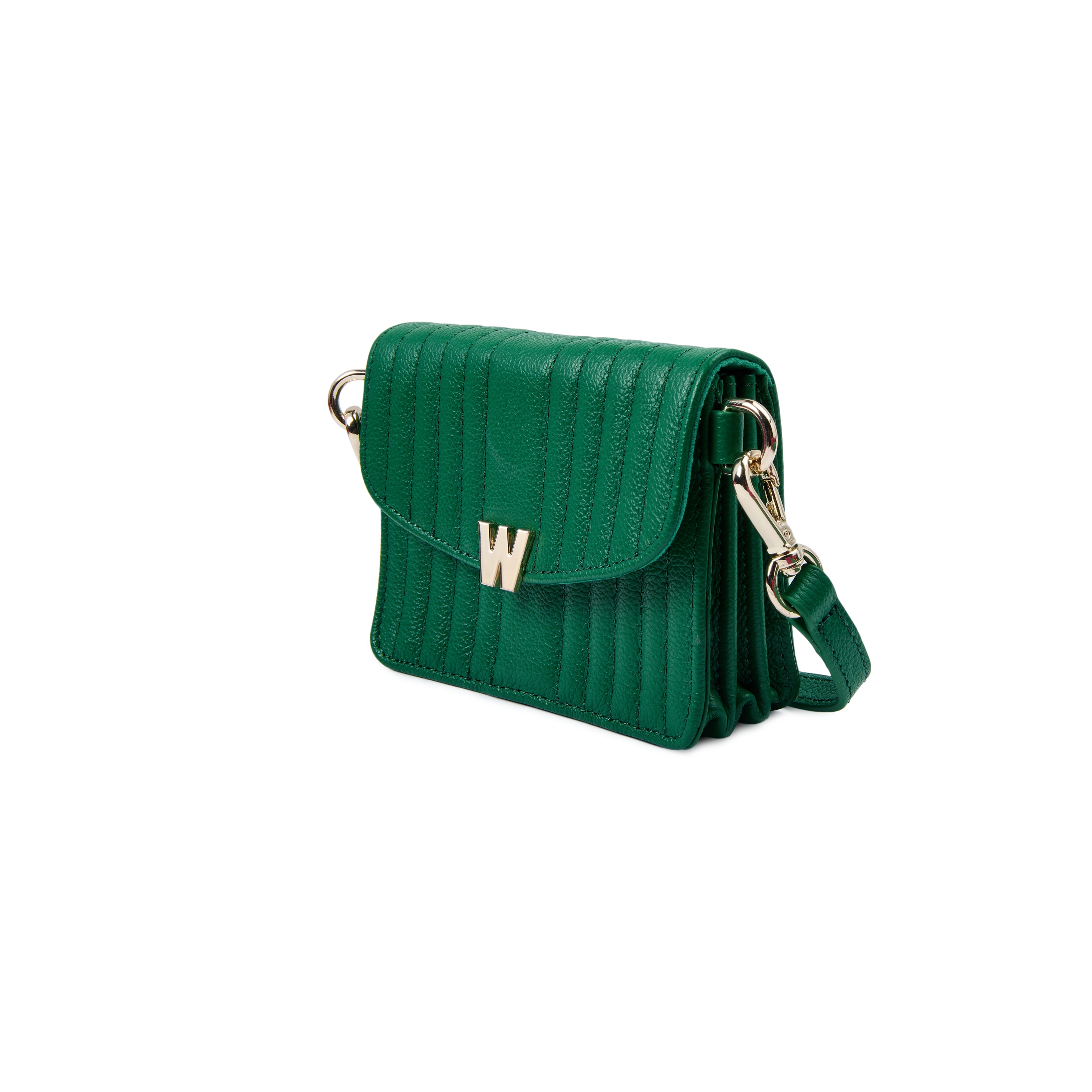 Bolso de hombro Mimi de cuero cruzada pequeña de color - Wolf - Verde Verde-5