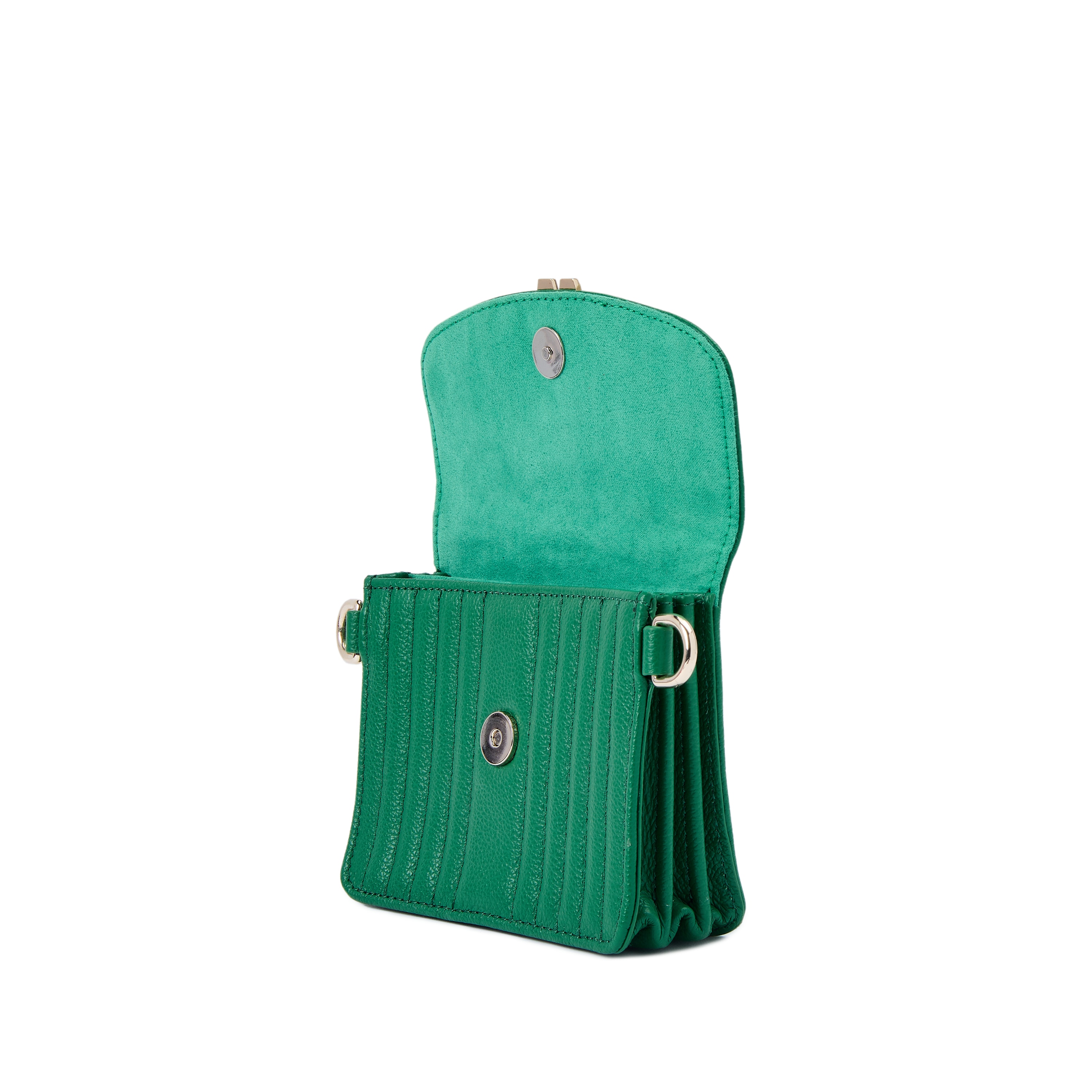 Bolso de hombro Mimi de cuero cruzada pequeña de color - Wolf - Verde Verde-6