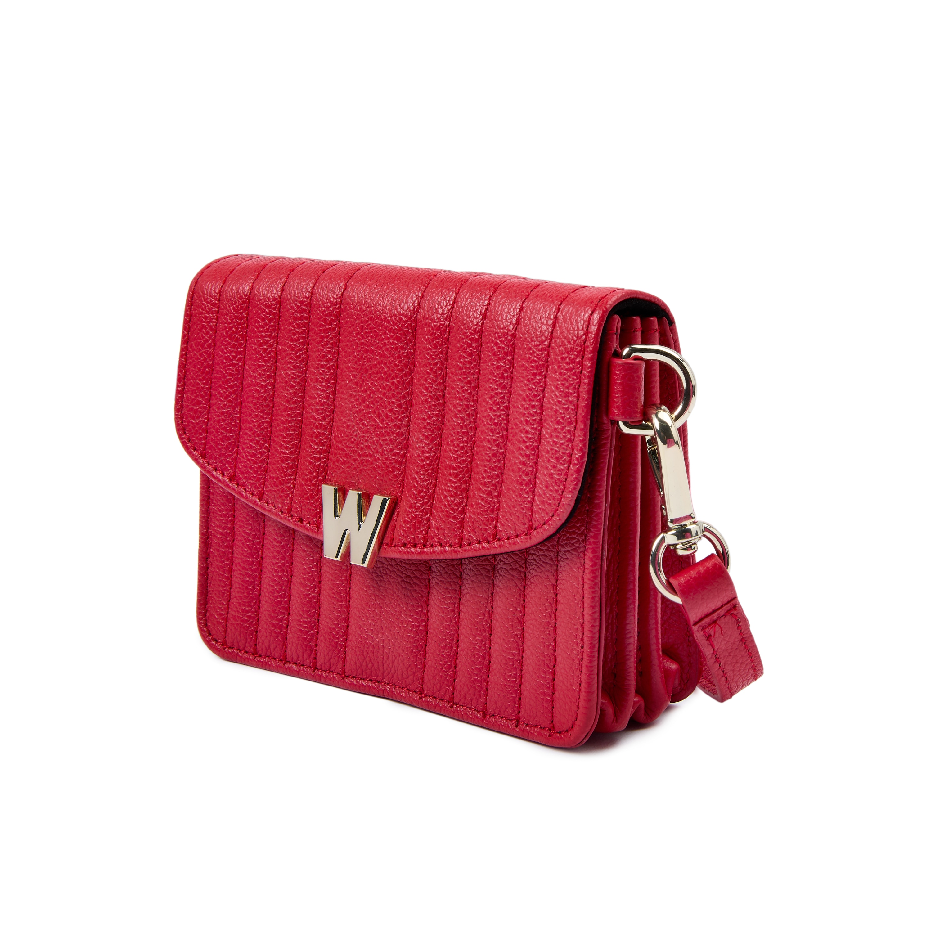 Bolso de hombro Mimi de cuero cruzada pequeña de color - Wolf - Rojo Rojo-5