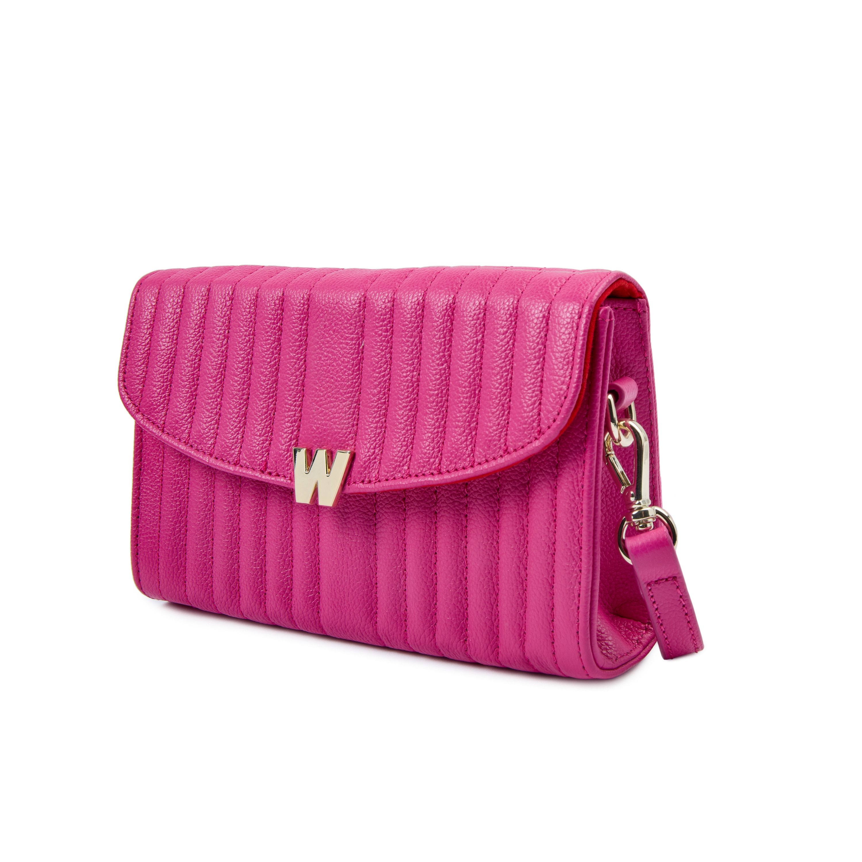 Bolso de hombro Mimi de cuero cruzada de color - Wolf - Rosa Rosa-5