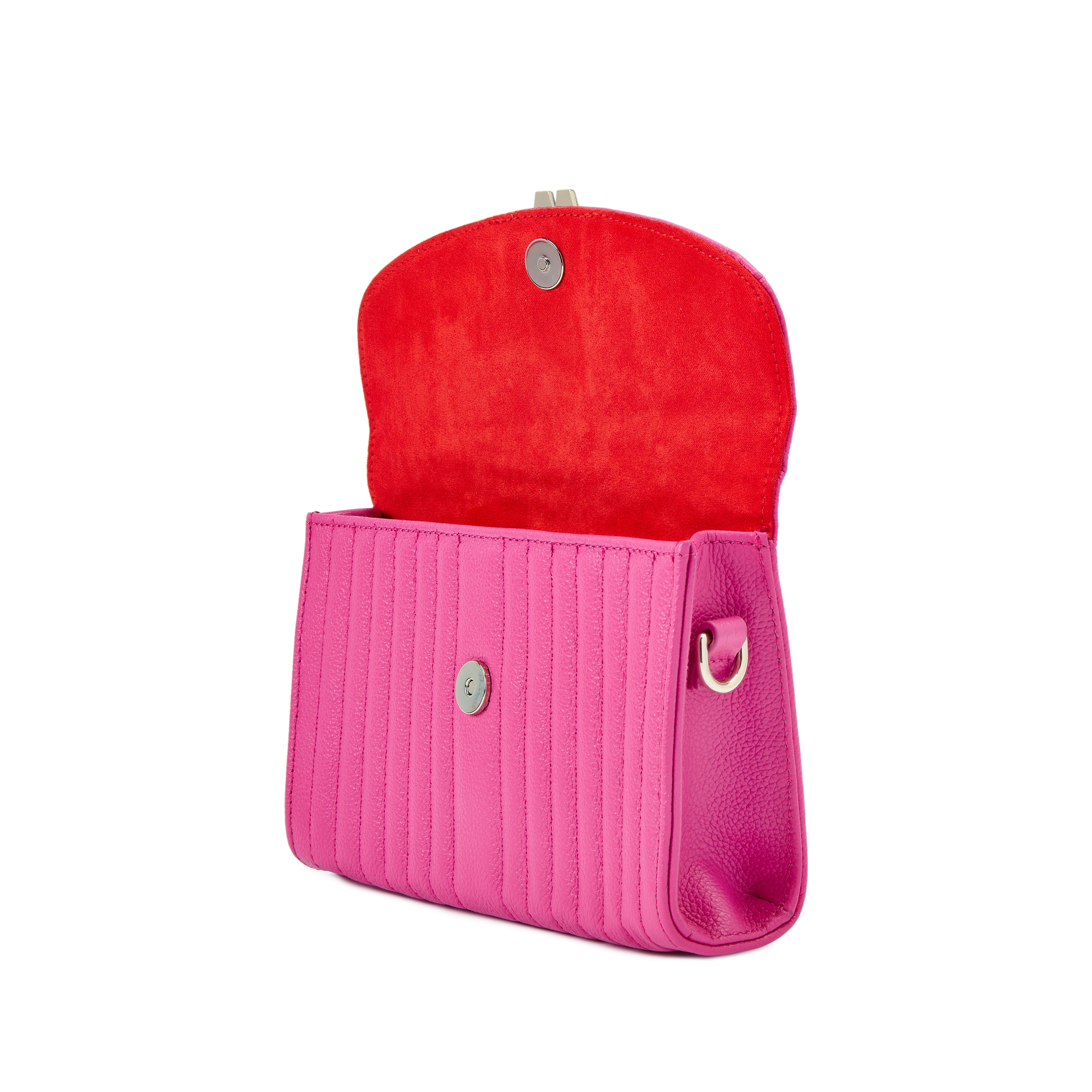 Bolso de hombro Mimi de cuero cruzada de color - Wolf - Rosa Rosa-6