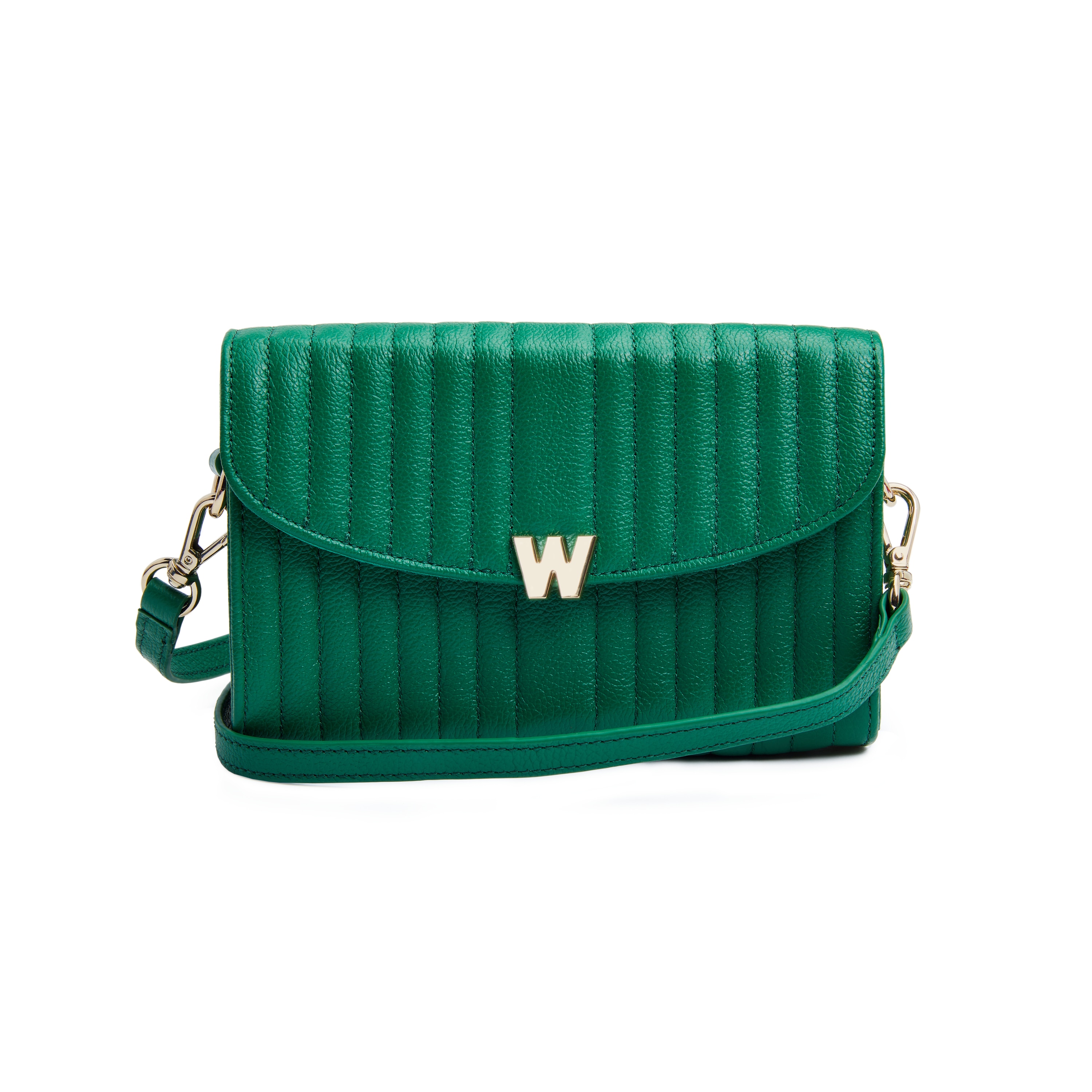 Imagen 0 de Bolso de hombro Mimi de cuero cruzada de color verde Verde