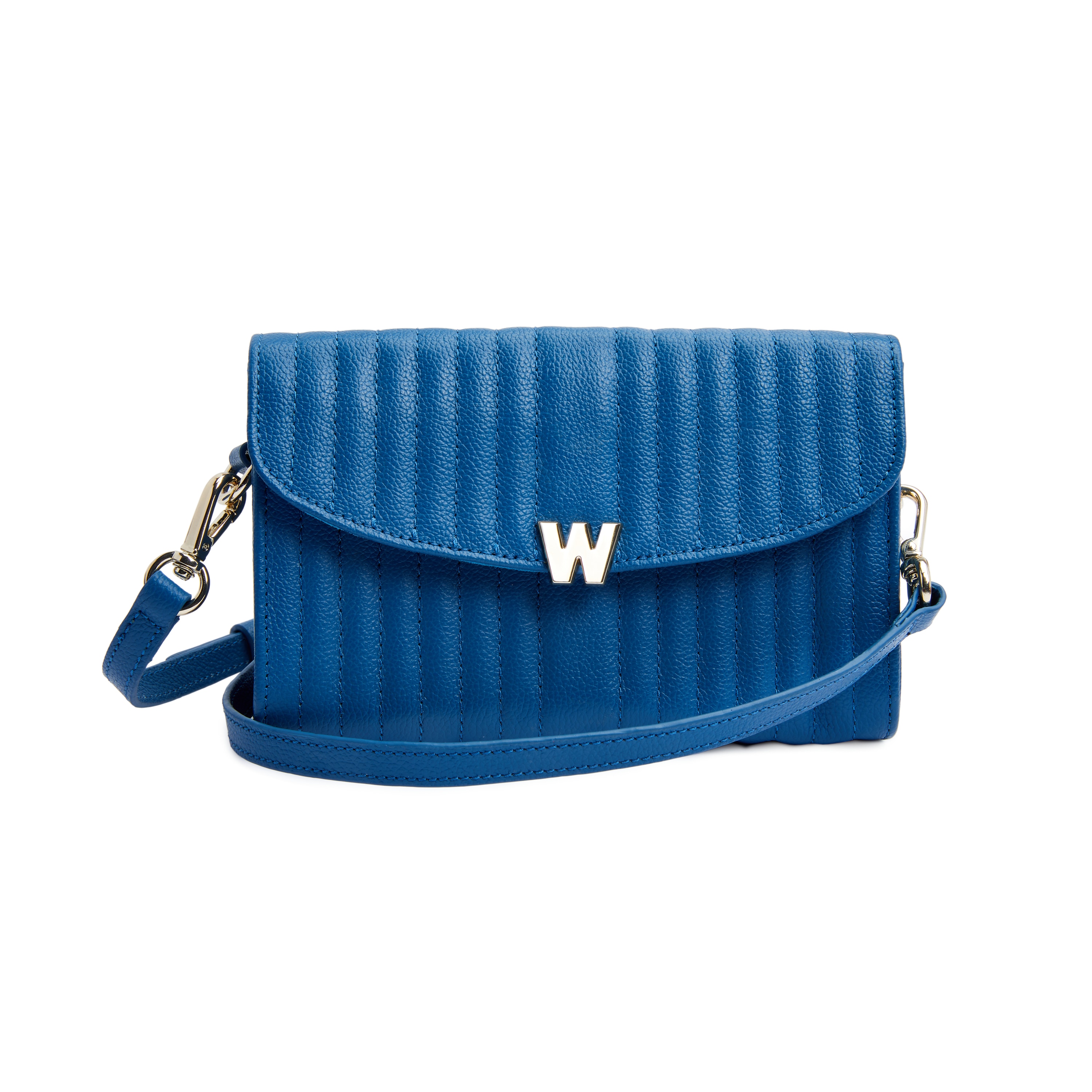 Imagen 0 de Bolso de hombro Mimi de cuero cruzada de color azul Azul marino