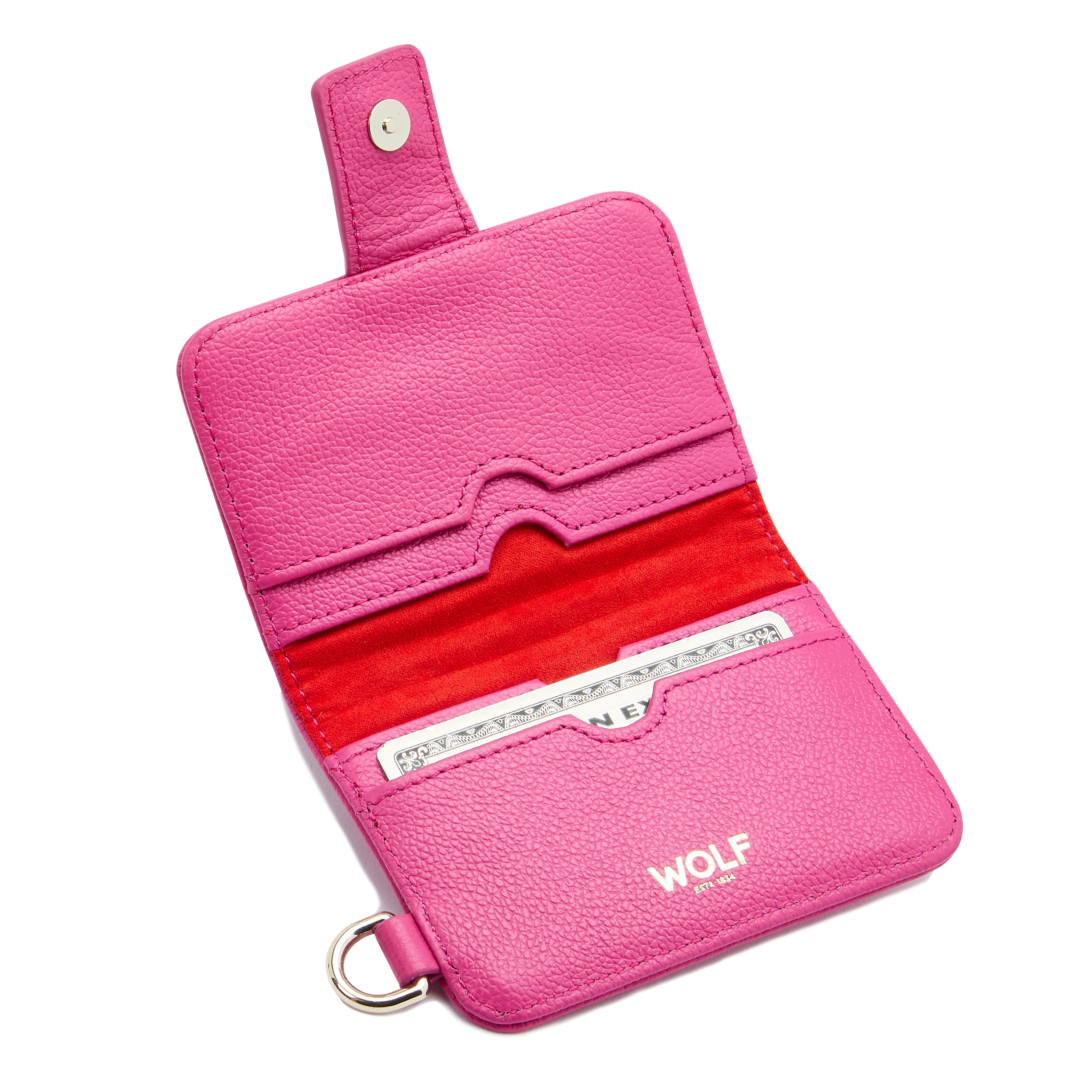 Tarjetero de mujer Mimi de cuero de color - Wolf - Rosa Rosa-5