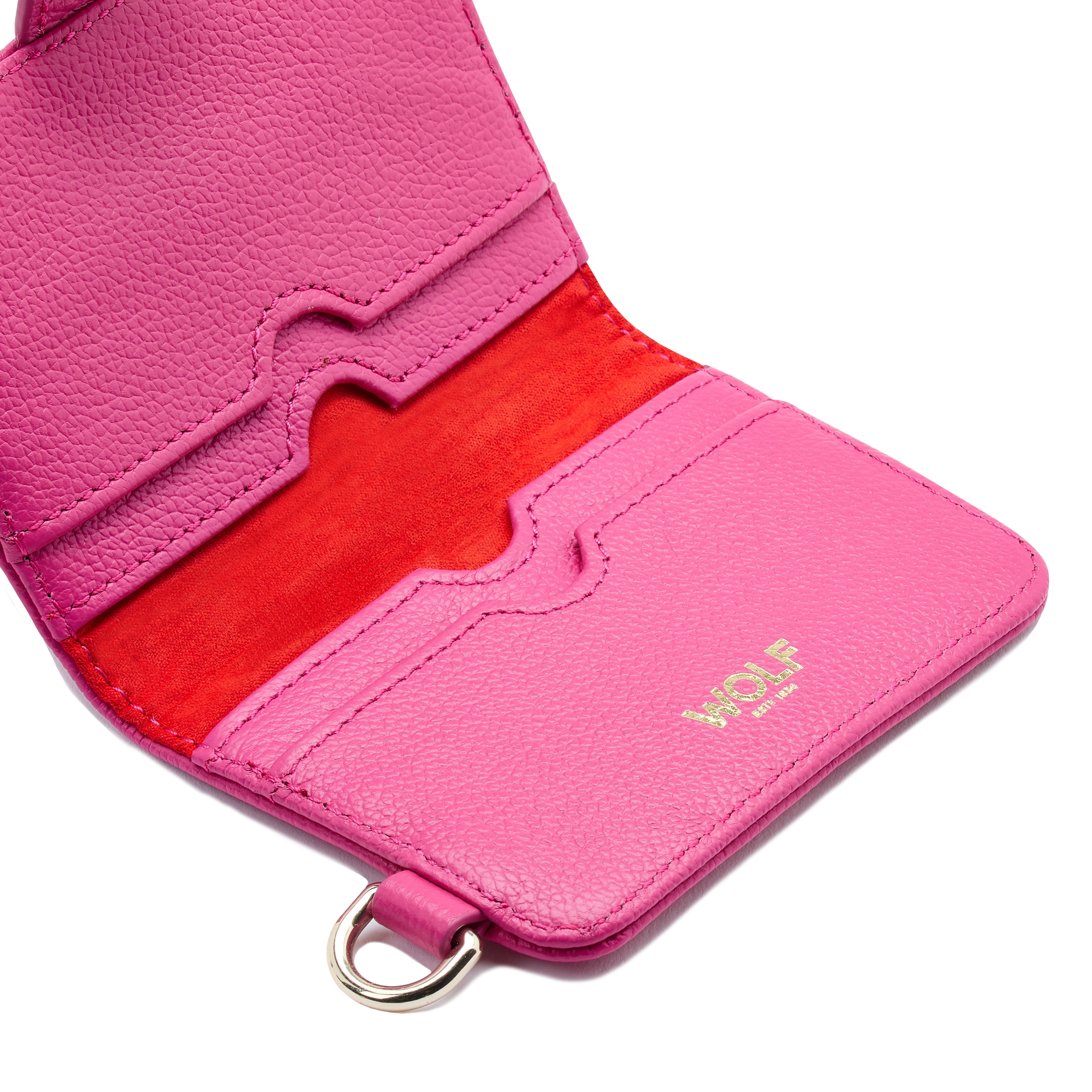 Tarjetero de mujer Mimi de cuero de color - Wolf - Rosa Rosa-6