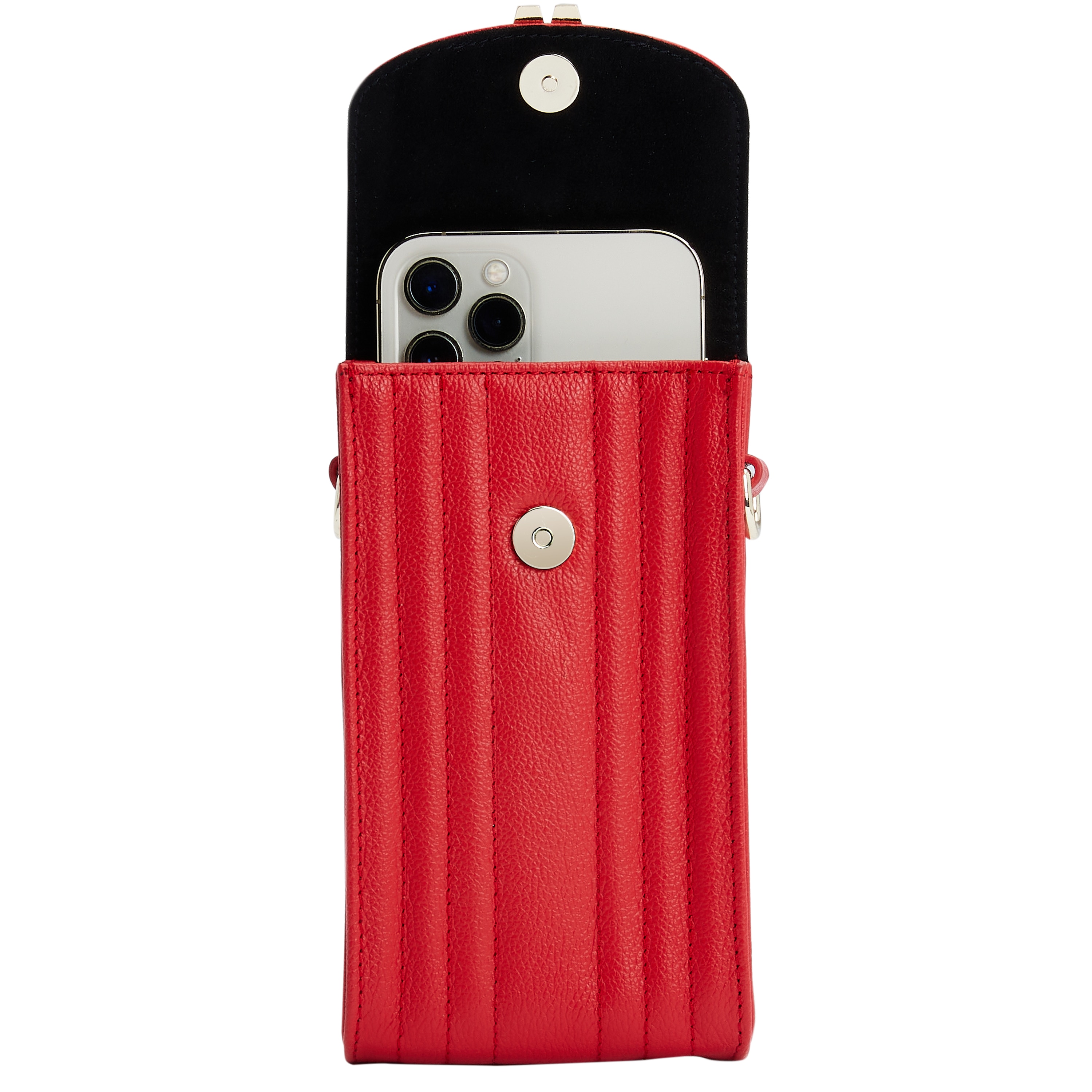 Bolso para móvil o auriculares Mimi de cuero color - Wolf - Rojo Rojo-4