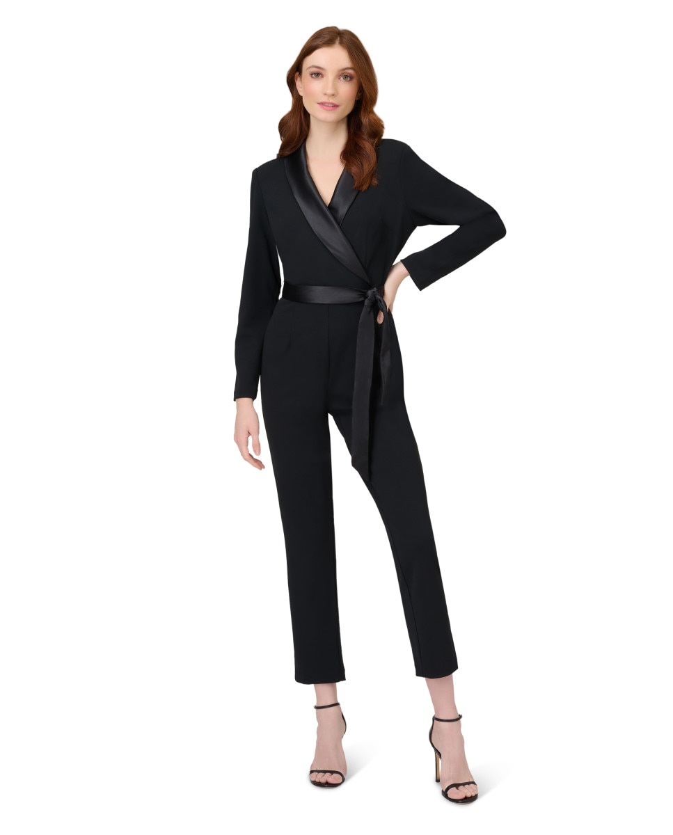 Mono de mujer estilo esmoquin de manga larga - Adrianna Papell - Negro Negro-3