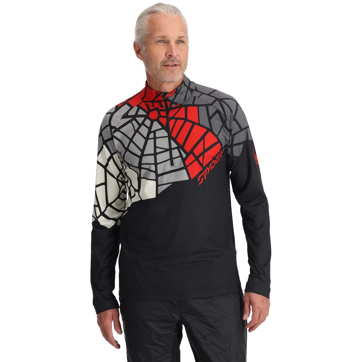 Imagen 4 de Camiseta de hombre Legacy 1/2 Zip Base Layer Spyder - Negro / Rojo Negro / Rojo
