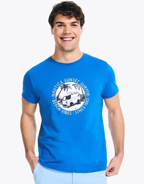 Imagen 0 de Camiseta de hombre color azul de manga corta