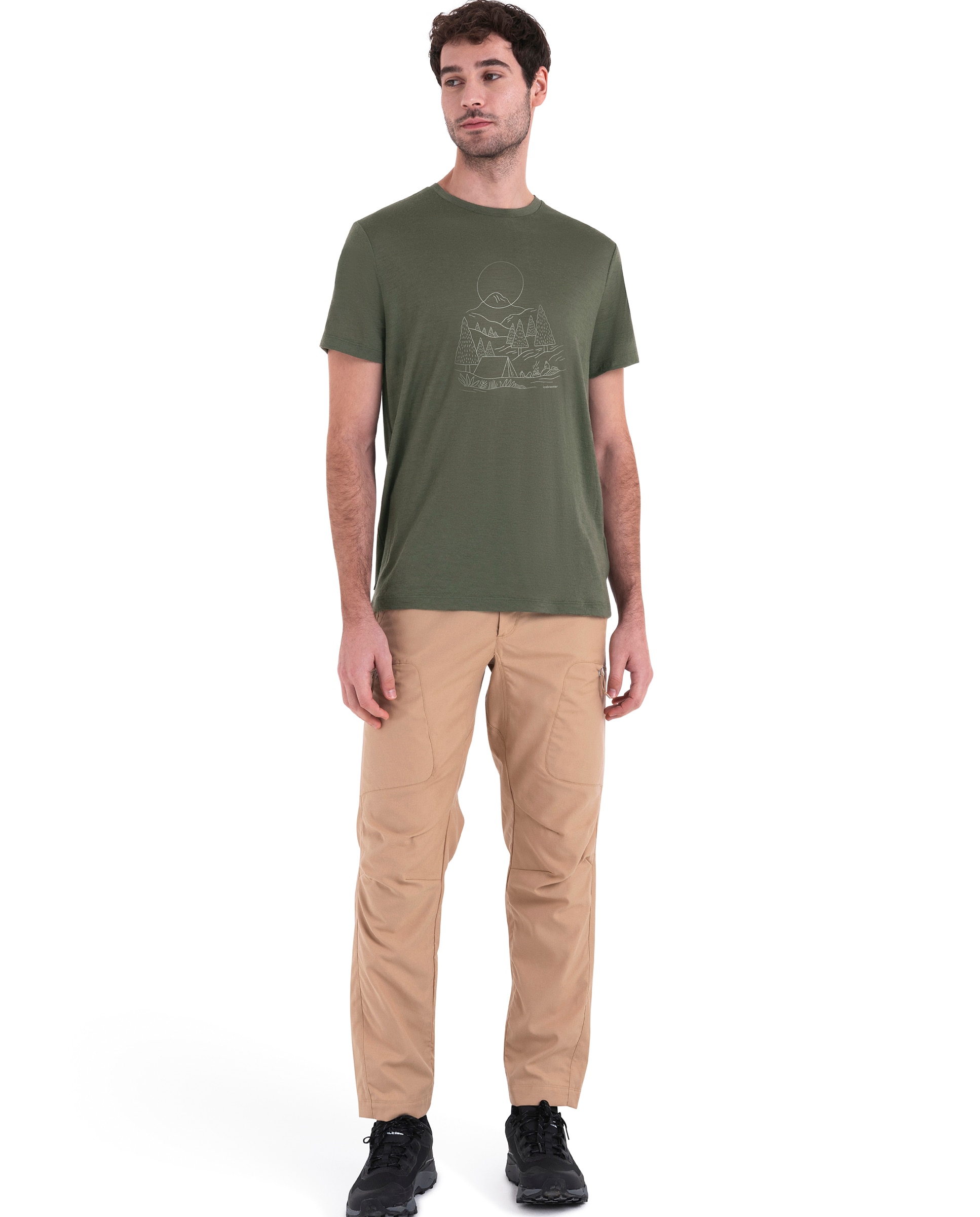 Imagen 4 de Camiseta Hombre M Mer 150 Tech Lite III SS Tee Sunset Ca ICEBREAKER - Verde oscuro Verde oscuro