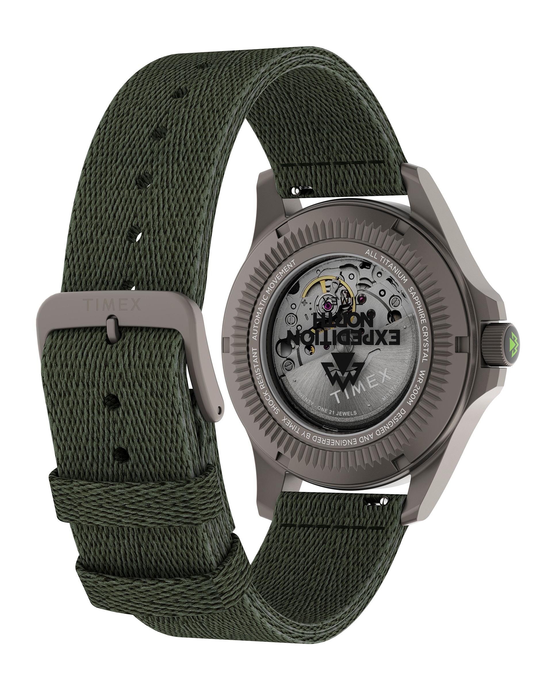 Reloj de hombre expedition north tw2v95300 automático de silicona y correa - Timex - Verde Verde-5